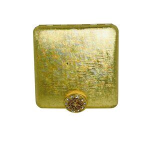 Vintage Avon Gold Tone Compact With Clear Rhinestone Clasp (5897)